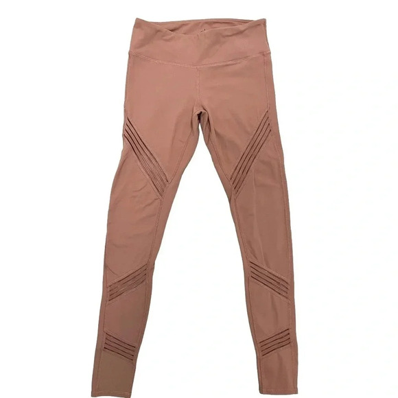 Alo Yoga Ultimate High Waisted Stripe Mesh Leggings Pink Rosewater Athletic S - Picture 4 of 10